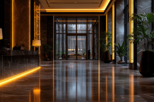 Diohn do Prado explica as vantagens do mármore claro e do mármore escuro.