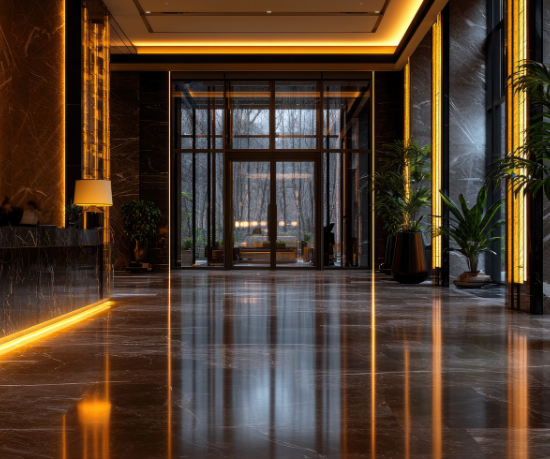 Diohn do Prado explica as vantagens do mármore claro e do mármore escuro.