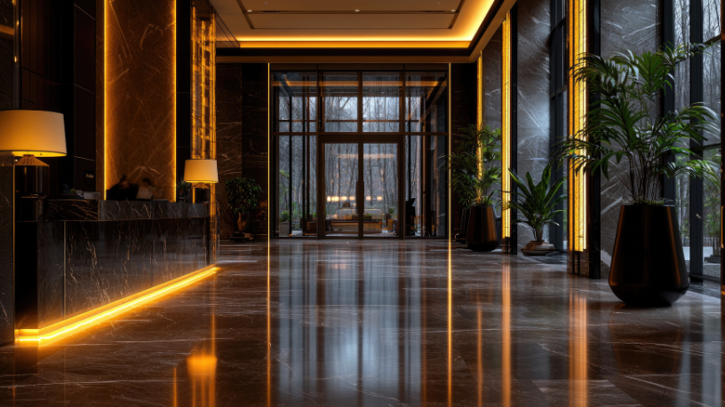 Diohn do Prado explica as vantagens do mármore claro e do mármore escuro.